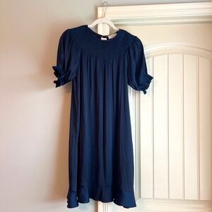 NEW Loft XS Navy knee length dress with smocking.